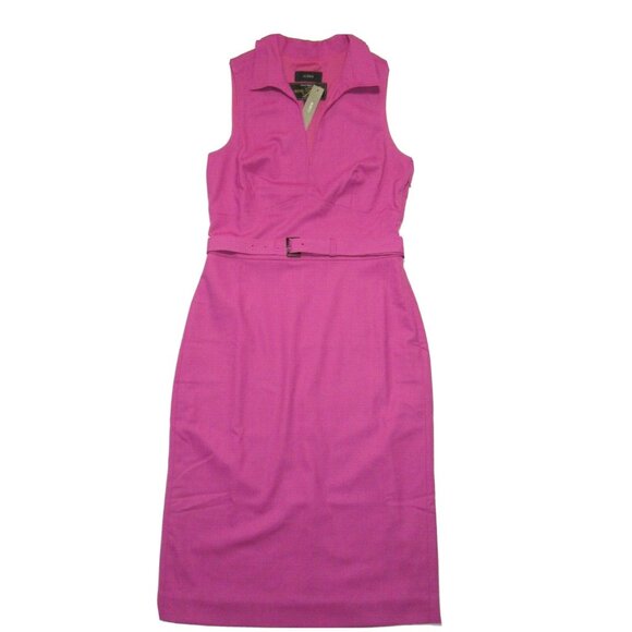 NWT J.Crew Collared Belted Sheath in Garden Dahlia Italian City Wool Dress 2T - Picture 3 of 8